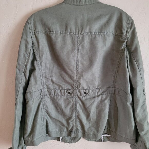 Talbots Petites Linen Olive Green Military-Style Jacket size Lg Petite - Picture 4 of 6
